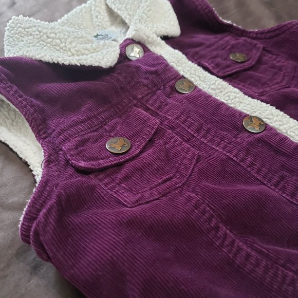Corduroy Vest Purple Plush Fleece Lined Button Up Thick Warm Kids XS Please Mum - Picture 3 of 8